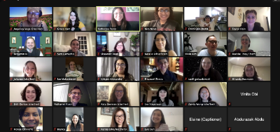 Group of 25 law fellows on Zoom with Professor Katherine Perez